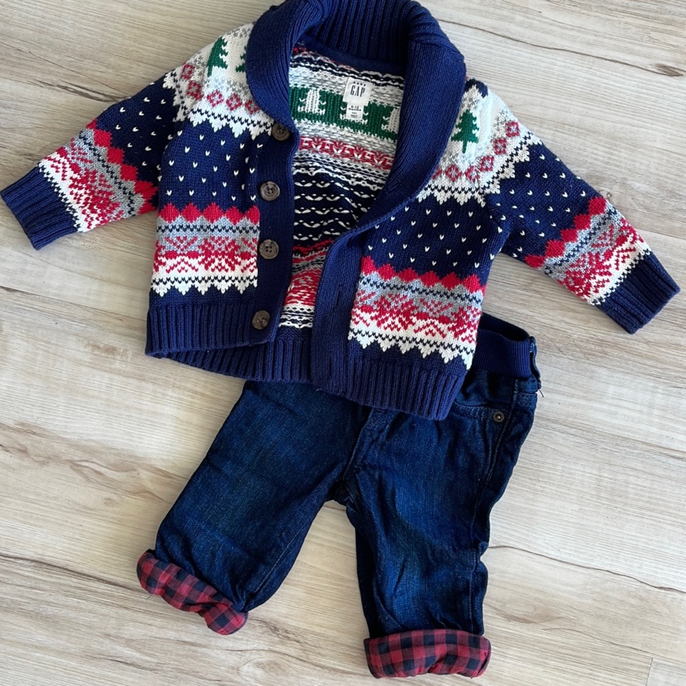 Christmas sweater and jeans